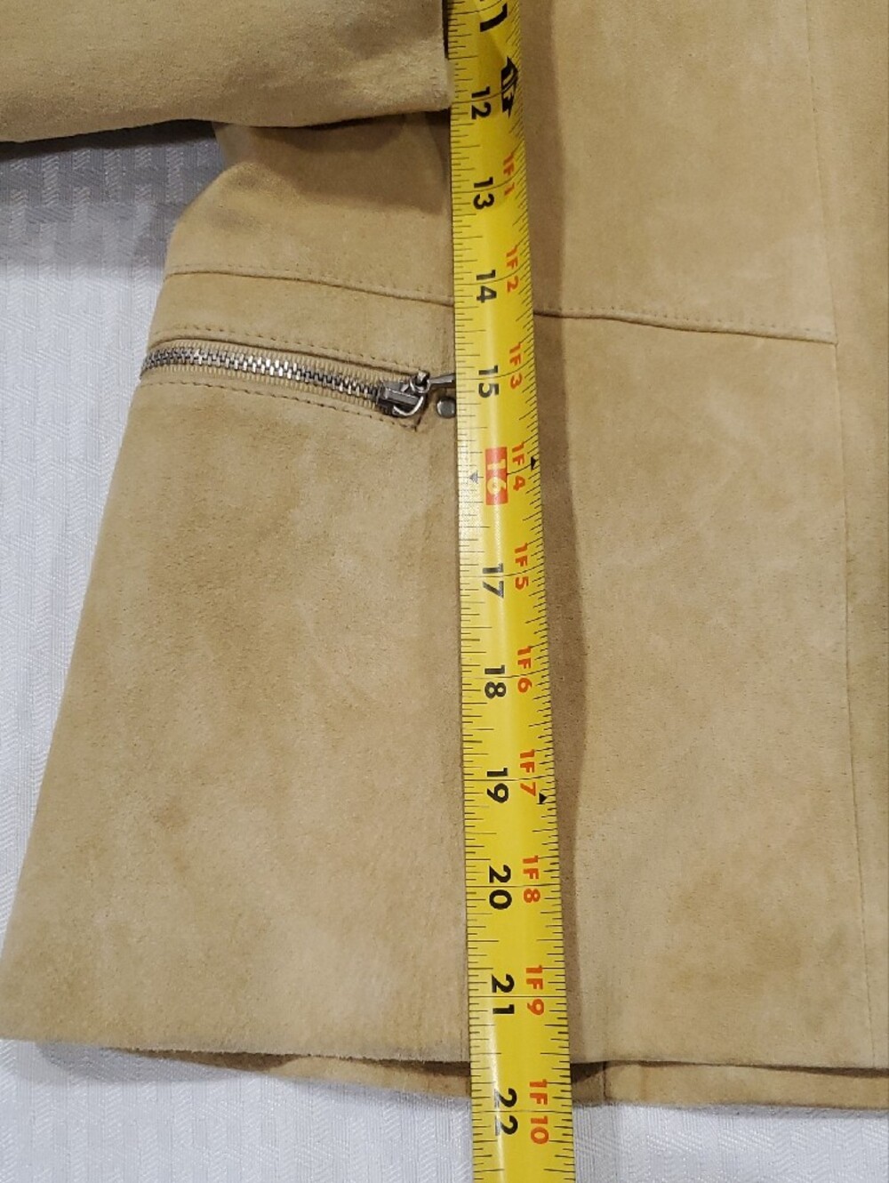 Women’s Tan Suede Moto  Zip-Front Leather Jacket - Picture 15 of 17